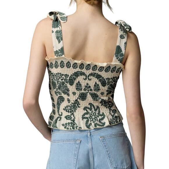 Sandro Ramatuelle Top in Cream/Green, Size US 0 - Picture 3 of 6